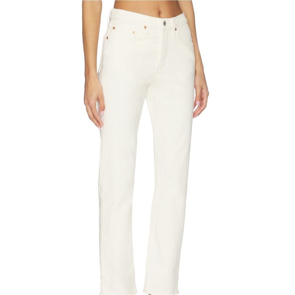 Levi’s Premium 501 Original Cropped Jeans White W24 L26 High Rise Staight Leg - Picture 2 of 12